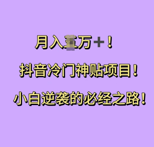 抖音冷门神贴项目，小白逆袭的必经之路，月入过W【揭秘】-E家云商