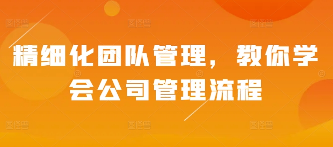 精细化团队管理，教你学会公司管理流程-E家云商