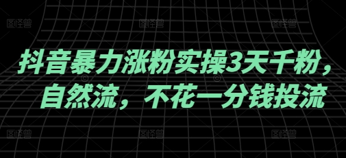 抖音暴力涨粉实操3天千粉，自然流，不花一分钱投流，实操经验分享-E家云商
