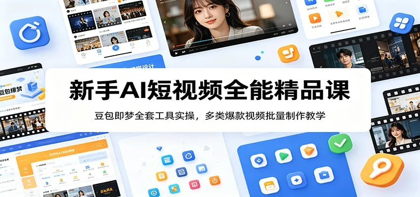 新手AI短视频全能精品课：豆包即梦全套工具实操，多类爆款视频批量制作教学-e家网