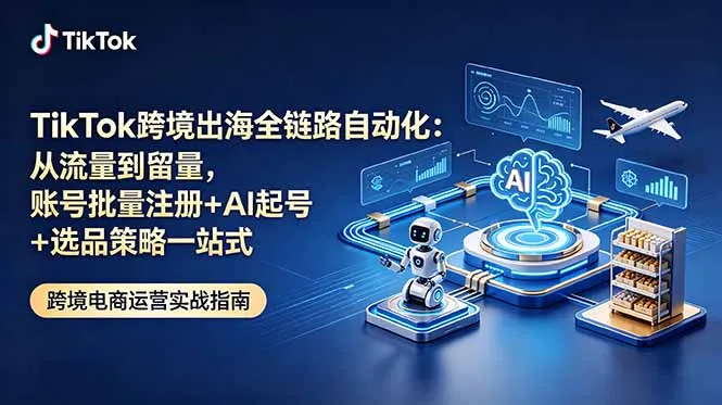 TikTok跨境出海全链路自动化：从流量到留量，账号批量注册+AI起号+选品策略一站式-e家网