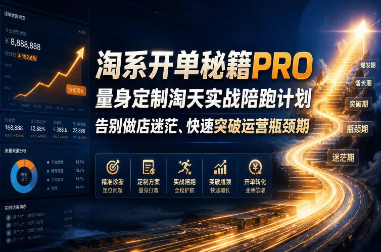 淘系开单秘籍PRO,量身定制淘天实战陪跑计划,告别做店迷茫、快速突破运营瓶颈期(2026年6月11)-e家网