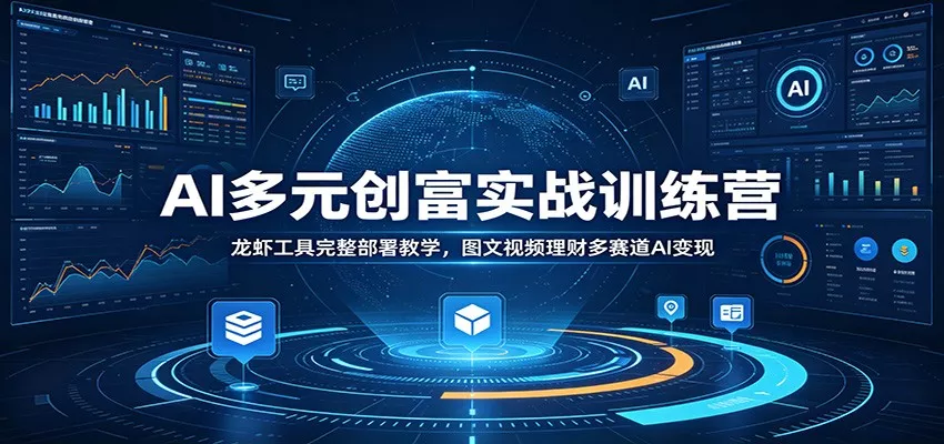 AI多元创富实战训练营：龙虾工具完整部署教学，图文视频理财多赛道AI变现-e家网