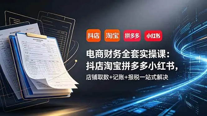 （19001期）电商财务全套实操课：抖店淘宝拼多多小红书，店铺取数+记账+报税一站式解决-e家网