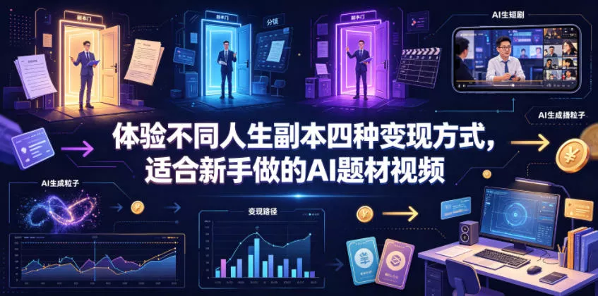 体验不同人生副本四种变现方式，适合新手做的AI题材视频-e家网
