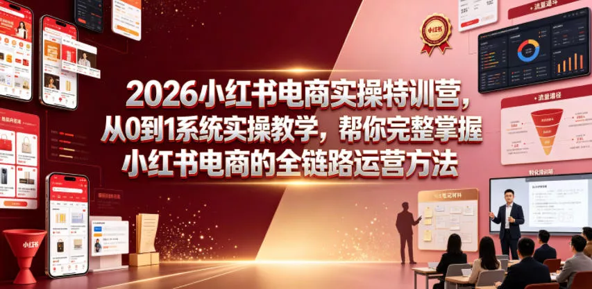 2026小红书电商实操特训营，从0到1系统实操教学，帮你完整掌握小红书电商的全链路运营方法-e家网
