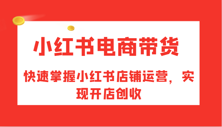 小红书电商带货，快速掌握小红书店铺运营，实现开店创收-E家云商