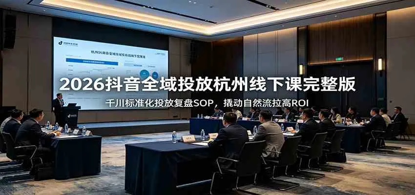 2026抖音全域投放杭州线下课完整版：千川标准化投放复盘SOP，撬动自然流拉高ROI-e家网
