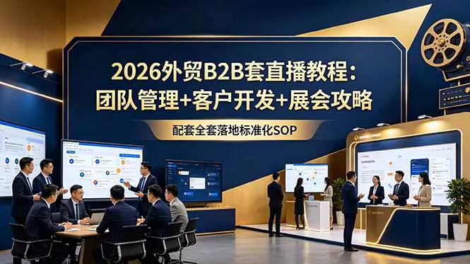 2026外贸B2B套直播教程：团队管理+客户开发+展会攻略，配套全套落地标准化SOP-e家网