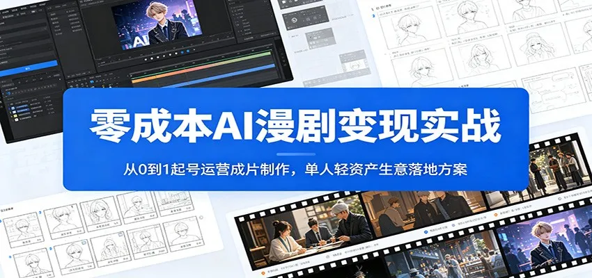 零成本AI漫剧变现实战：从0到1起号运营成片制作，单人轻资产生意落地方案-e家网
