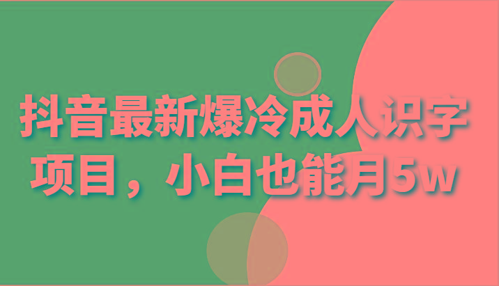 抖音最新爆冷成人识字项目，小白也能月5w-E家云商
