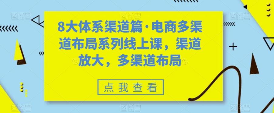 8大体系渠道篇·电商多渠道布局系列线上课，渠道放大，多渠道布局-E家云商