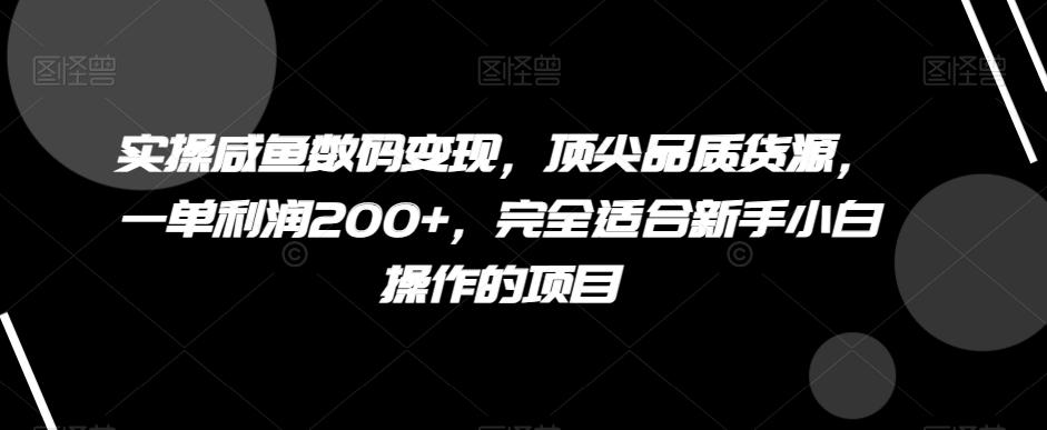 实操咸鱼数码变现，顶尖品质货源，一单利润200+，完全适合新手小白操作的项目【揭秘】-E家云商