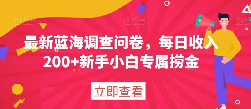 最新蓝海调查问卷，每日收入200+新手小白专属捞金-E家云商