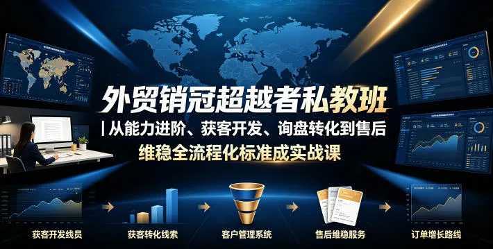 外贸销冠超越者私教班｜从能力进阶、获客开发、询盘转化到售后维稳全流程标准化成交实战课-e家网