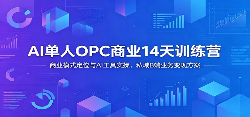 AI单人OPC商业14天训练营：商业模式定位与AI工具实操，私域B端业务变现方案-e家网