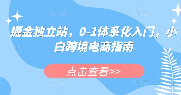 掘金独立站，0-1体系化入门，小白跨境电商指南-E家云商