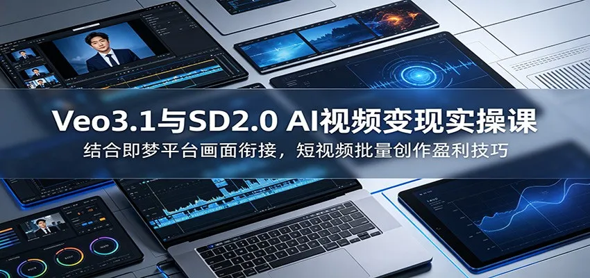 Veo3.1与SD2.0 AI视频变现实操课课：结合即梦平台画面衔接，短视频批量创作盈利技巧-e家网