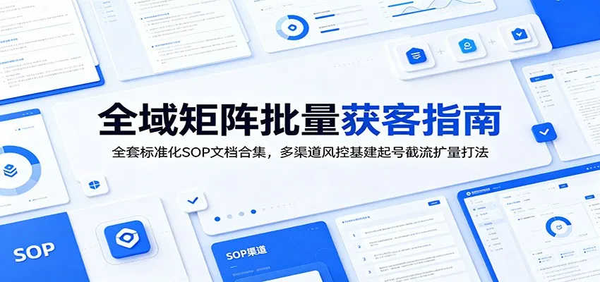 全域矩阵批量获客指南：全套标准化SOP文档合集，多渠道风控基建起号截流扩量打法-e家网