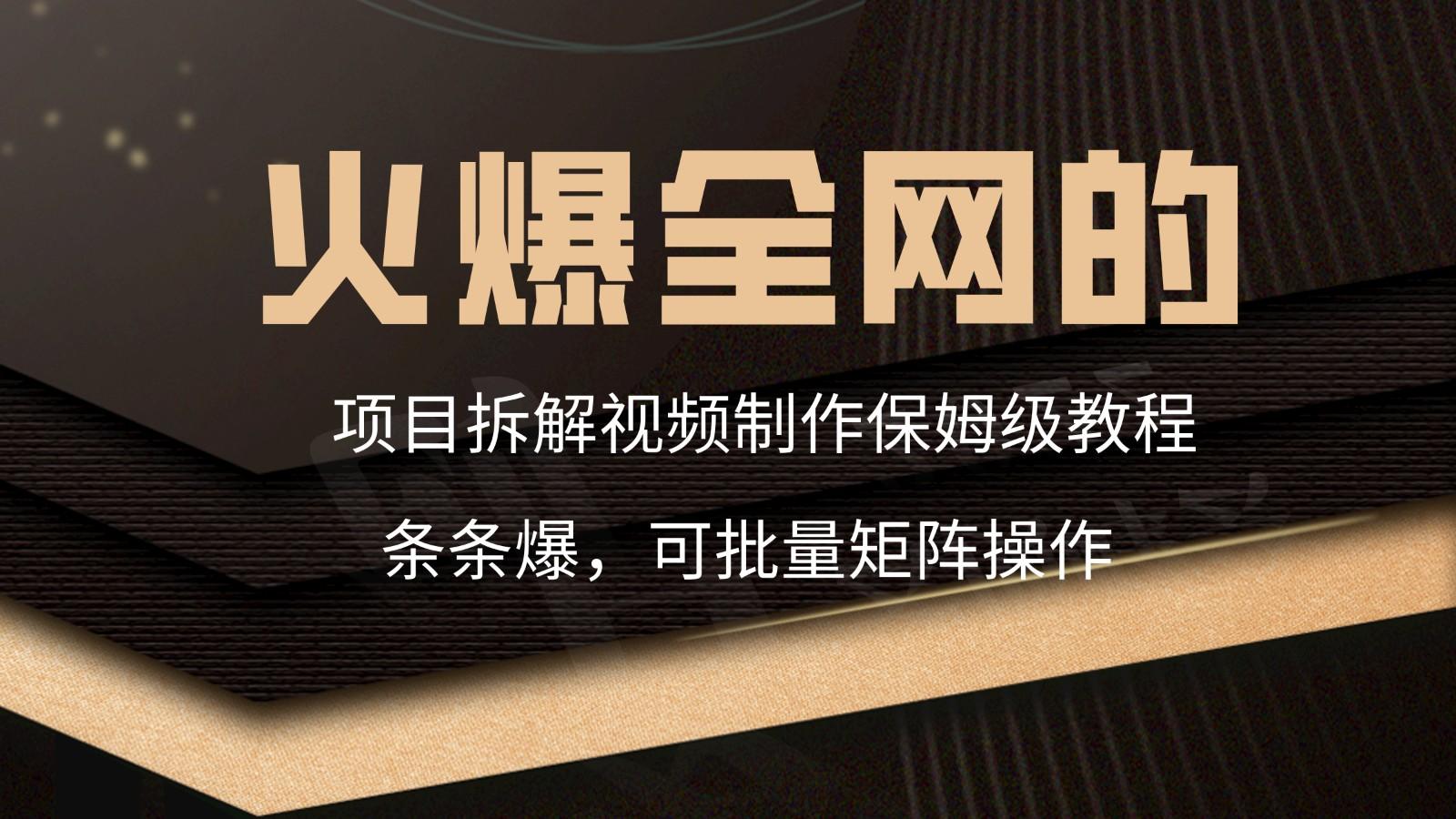 火爆全网的项目拆解类视频如何制作，条条爆，保姆级教程-E家云商