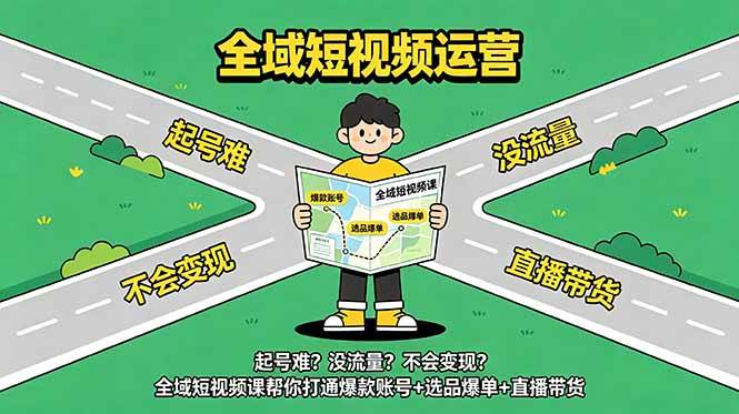 （18877期）起号难？没流量？不会变现？全域短视频课帮你打通爆款账号+选品爆单+直播带货-e家网