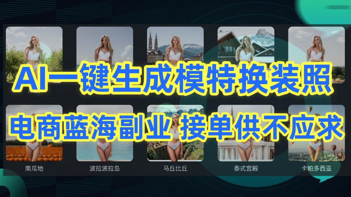 AI制作一键生成模特换装照，电商蓝海副业，接单供不应求-E家云商
