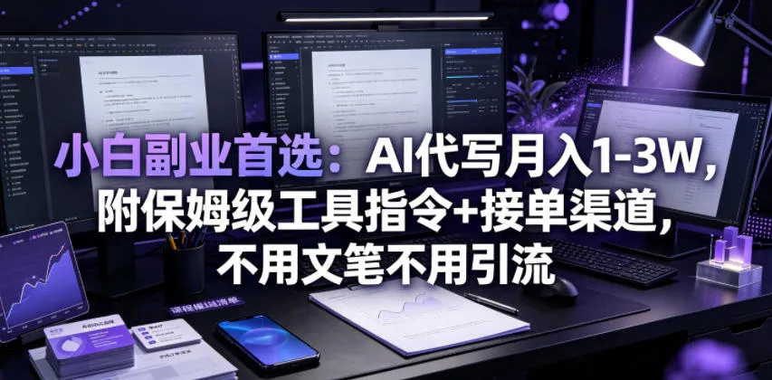 小白副业首选：AI代写月入1-3W，附保姆级工具指令+接单渠道，不用文笔不用引流【揭秘】-e家网