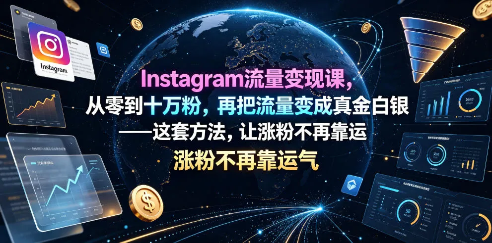 Instagram流量变现课，从零到十万粉，再把流量变成真金白银——这套方法，让涨粉不再靠运气【原创双语字幕】-e家网
