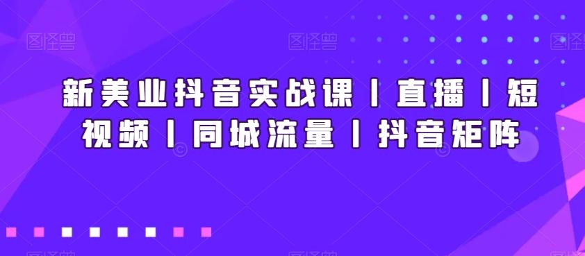 新美业抖音实战课丨直播丨短视频丨同城流量丨抖音矩阵-e家网