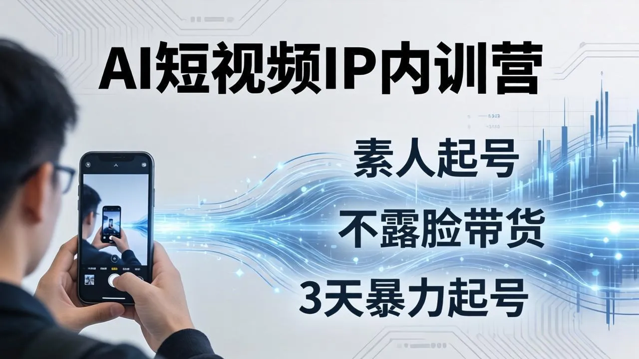 2026AI短视频IP内训营-更新：从素人起号到不露脸带货，3天暴力起号全流程拆解-e家网