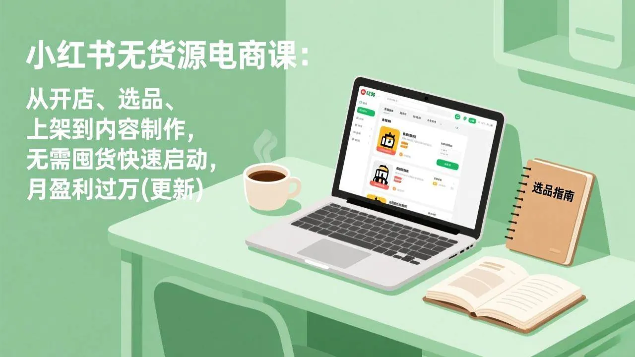 （19003期）小红书无货源电商课(6月22更新)：从开店、选品、上架到内容制作，无需囤货快速启动，月盈利过万-e家网