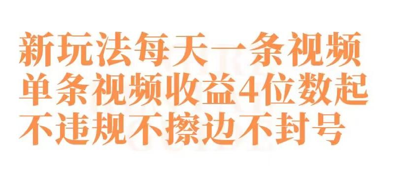 快手新玩法每天一条视频单条视频收益4位数起不违规不擦边不封号【揭秘】-E家云商