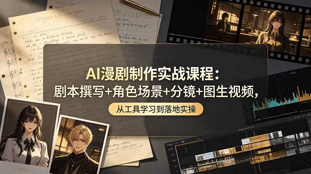 AI漫剧制作实战课程：剧本撰写+角色场景+分镜+图生视频，从工具学习到落地实操-e家网