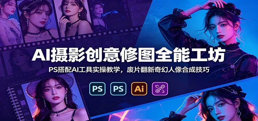 AI摄影创意修图全能工坊：PS搭配AI工具实操教学，废片翻新奇幻人像合成技巧-e家网