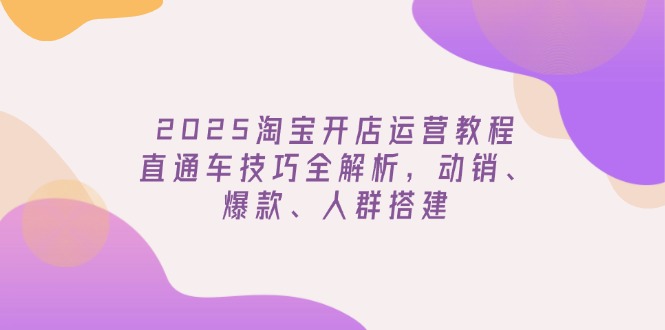 2025淘宝开店运营教程更新，直通车技巧全解析，动销、爆款、人群搭建-E家云商