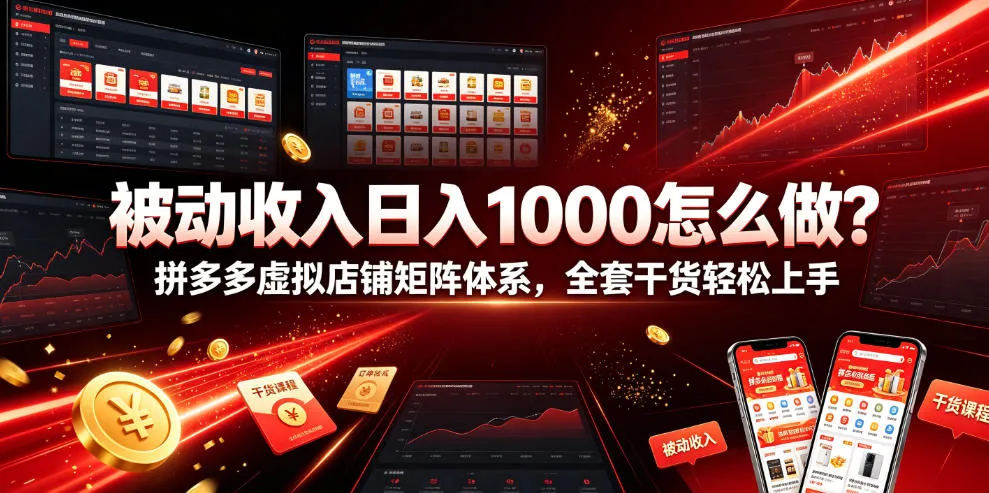 被动收入日入1000怎么做？拼多多虚拟店铺矩阵体系，全套干货轻松上手【揭秘】-e家网