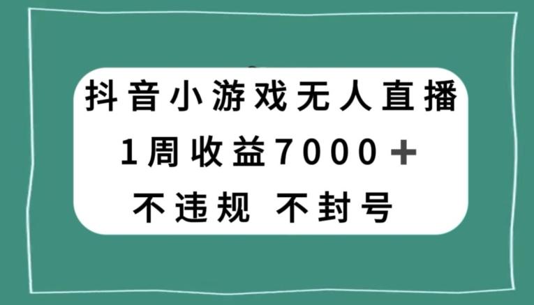 抖音小游戏无人直播，不违规不封号1周收益7000+，官方流量扶持【揭秘】-E家云商