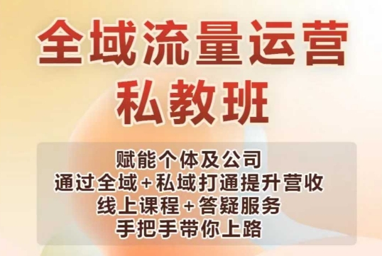 全域流量运营操盘课，赋能个体及公司通过全域+私域打通提升营收-E家云商