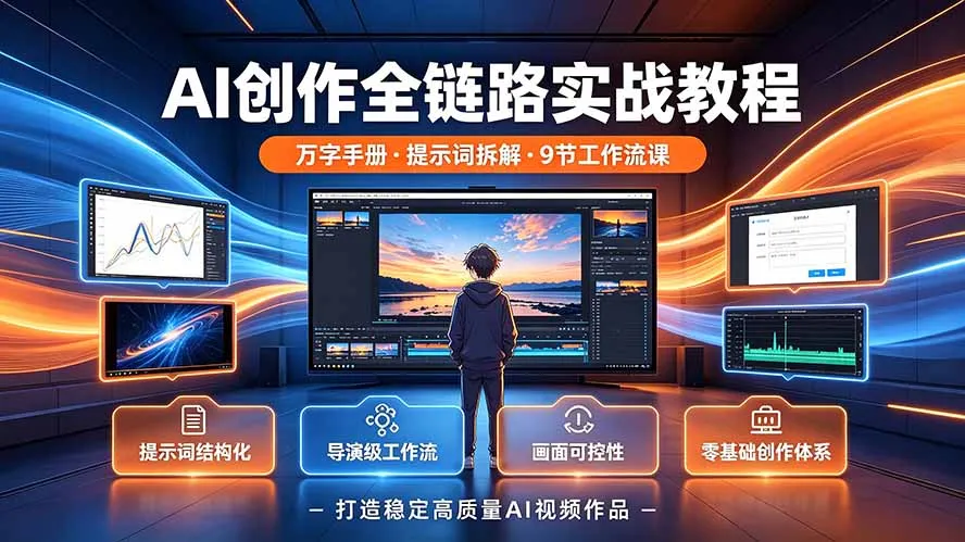 AI创作全链路实战教程｜万字手册·提示词拆解·9节工作流课，打造稳定高质量AI视频作品-e家网