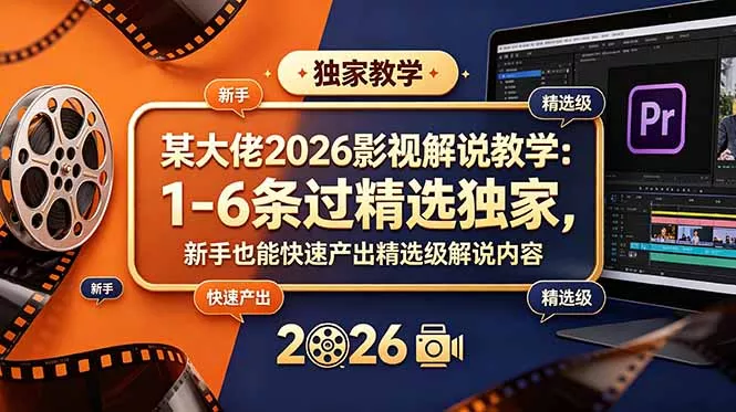 某大佬2026影视解说教学：1-6条过精选独家，新手也能快速产出精选级解说内容-e家网