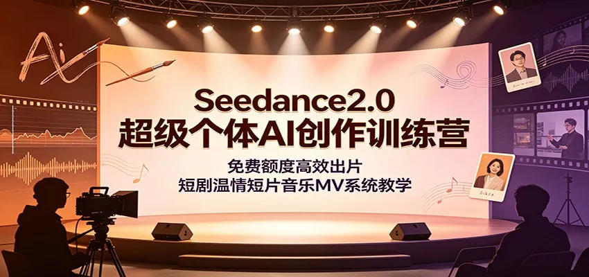 Seedance2.0超级个体AI创作训练营：免费额度高效出片，短剧温情短片音乐MV系统教学-e家网