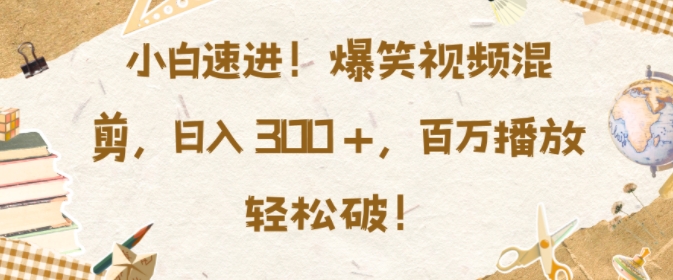 小白速进，爆笑视频混剪，日入3张，百万播放轻松破【揭秘】-E家云商