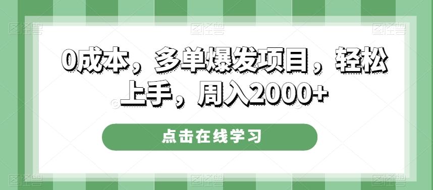 0成本，多单爆发项目，轻松上手，周入2000+-E家云商