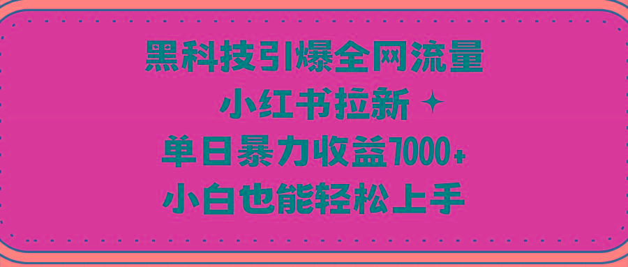 (9679期)黑科技引爆全网流量小红书拉新，单日暴力收益7000+，小白也能轻松上手-E家云商