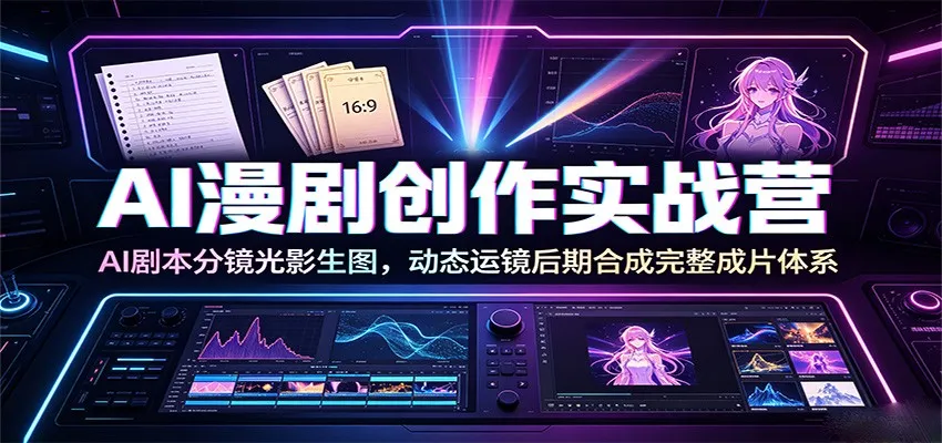 AI漫剧创作实战营：AI剧本分镜光影生图，动态运镜后期合成完整成片体系-e家网