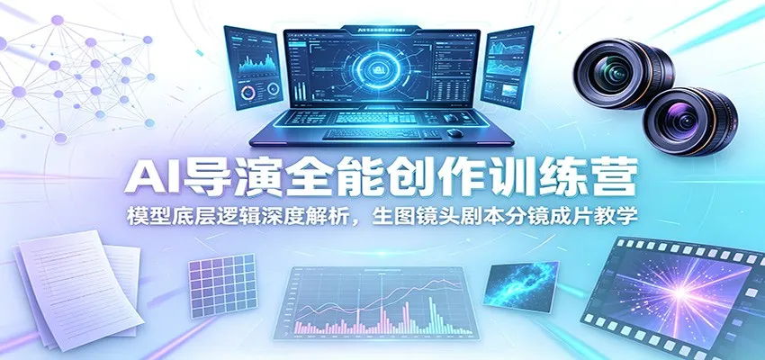 AI导演全能创作训练营：模型底层逻辑深度解析，生图镜头剧本分镜成片教学-e家网