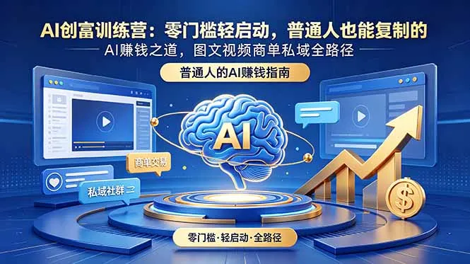 AI创富训练营：零门槛轻启动，普通人也能复制的AI赚钱之道，图文视频商单私域全路径-e家网