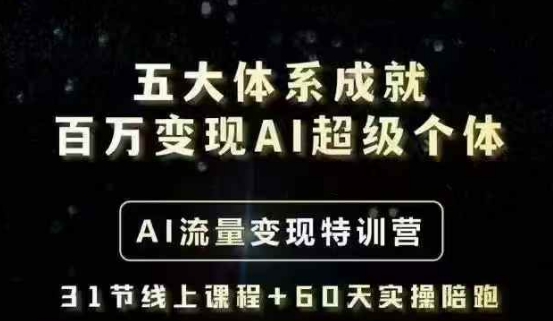 五大体系成就百万变现AI超级个体- AI流量变现特训营，一步一步教你一个人怎么年入百W-E家云商