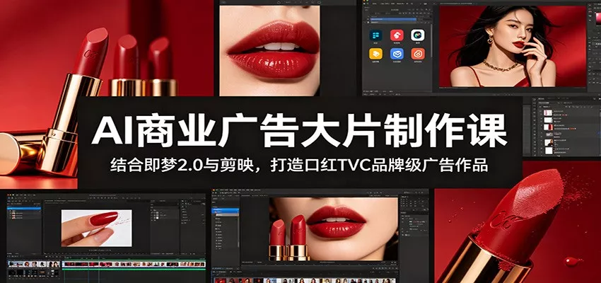 AI商业广告大片制作课：结合即梦2.0与剪映，打造口红TVC品牌级广告作品-e家网