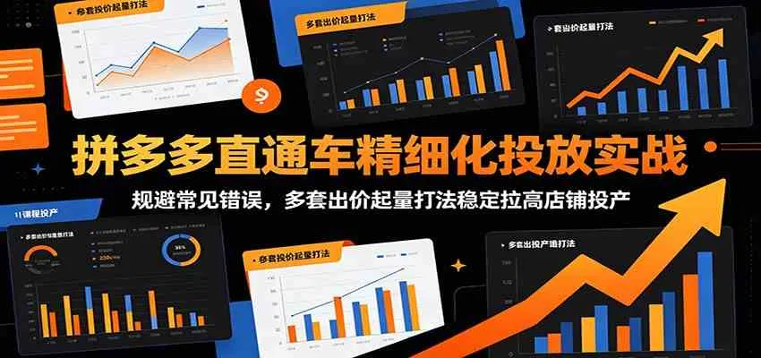 拼多多直通车精细化投放实战：规避常见错误，多套出价起量打法稳定拉高店铺投产-e家网